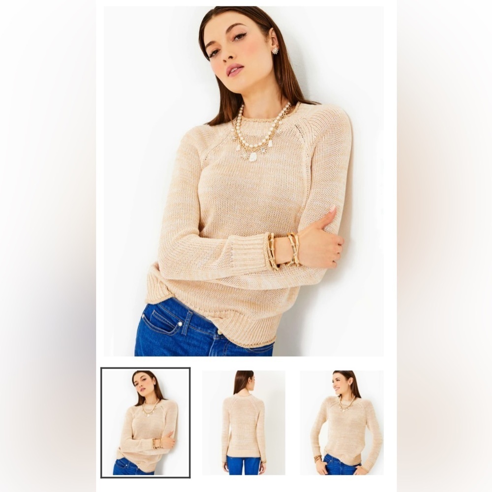 NWT Lilly Pulitzer Deba Sweater - Wicker Tan (Gold) Marl XL